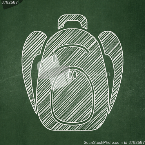 Image of Travel concept: Backpack on chalkboard background