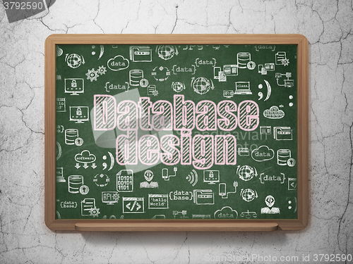 Image of Database concept: Database Design on School Board background