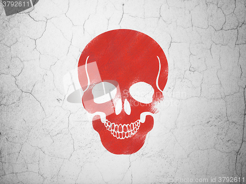 Image of Health concept: Scull on wall background