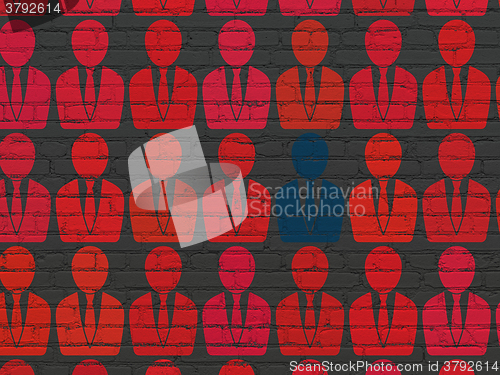 Image of Finance concept: business man icon on wall background