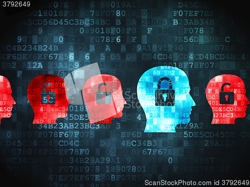 Image of Safety concept: Head With Padlock on digital background