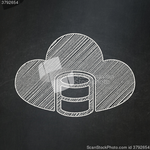 Image of Software concept: Database With Cloud on chalkboard background