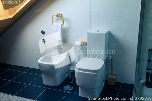 Image of Toilet and Bidet in a Modern Bathroom