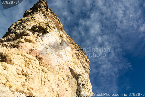Image of Sandstone Rock on a Background of Blue Sky