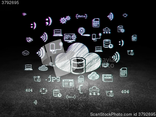 Image of Programming concept: Database With Cloud in grunge dark room