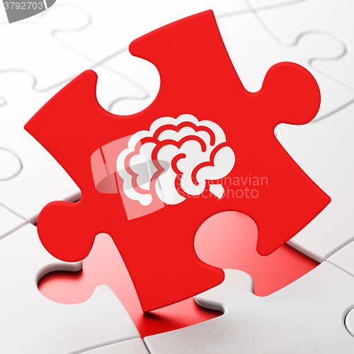 Image of Health concept: Brain on puzzle background