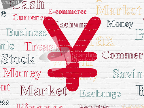 Image of Currency concept: Yen on wall background