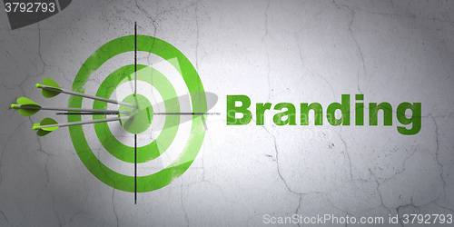 Image of Marketing concept: target and Branding on wall background