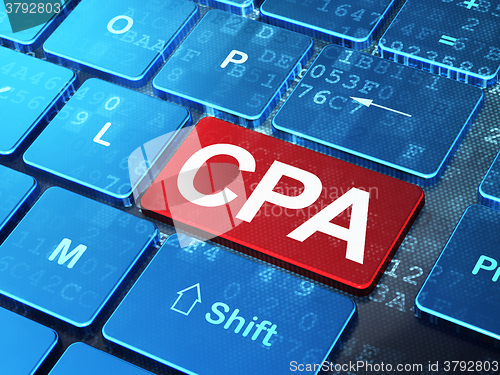 Image of Business concept: CPA on computer keyboard background