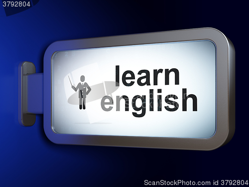 Image of Education concept: Learn English and Teacher on billboard background