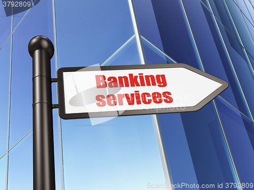 Image of Currency concept: sign Banking Services on Building background