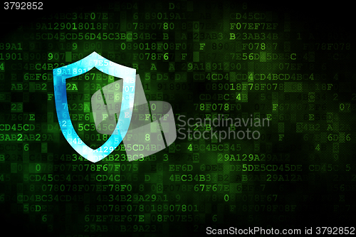 Image of Privacy concept: Contoured Shield on digital background