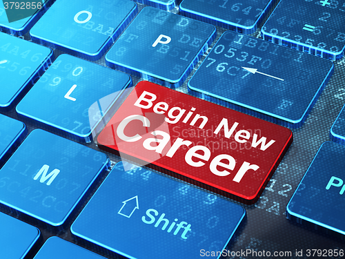 Image of Business concept: Begin New Career on computer keyboard background