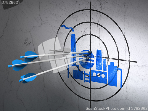 Image of Manufacuring concept: arrows in Oil And Gas Indusry target on wall background