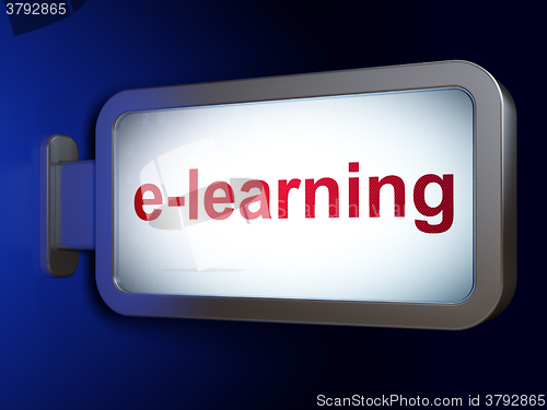 Image of Education concept: E-learning on billboard background