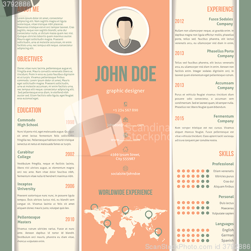 Image of Green orange white striped resume design