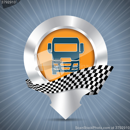 Image of Truck badge with metallic pointer and race flag