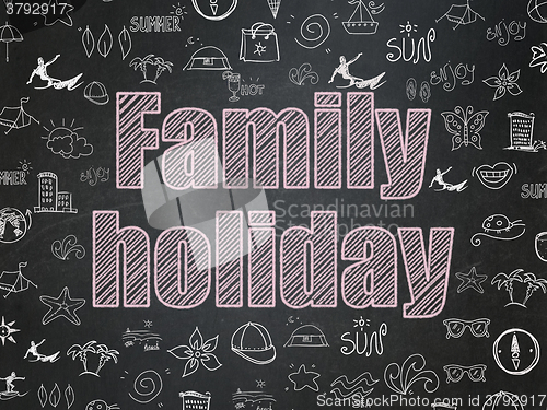 Image of Tourism concept: Family Holiday on School Board background