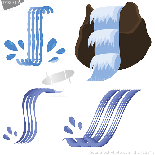 Image of Set of Different Waterfalls Icons