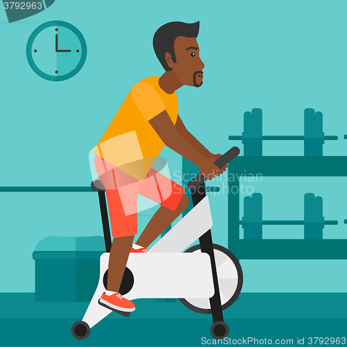 Image of Man doing cycling exercise.