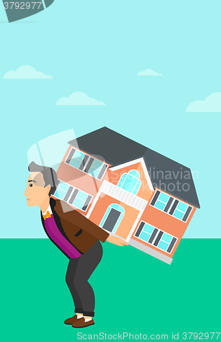 Image of Man carrying house.