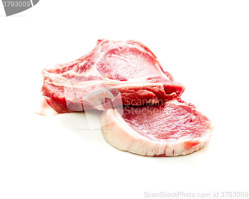 Image of Pieces of raw beef isolated on white background