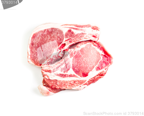 Image of Pieces of raw beef isolated on white background