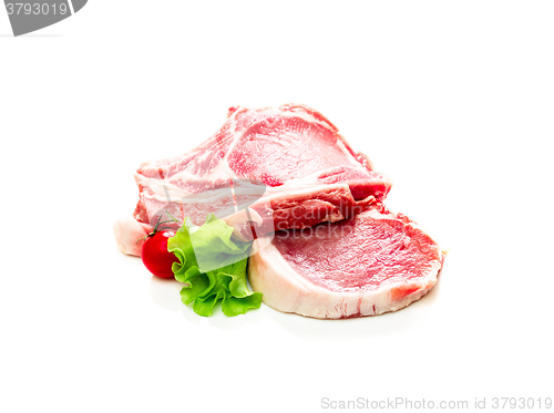 Image of Pieces of raw beef isolated on white background