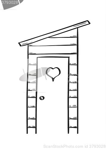 Image of sketch of the wooden latrine