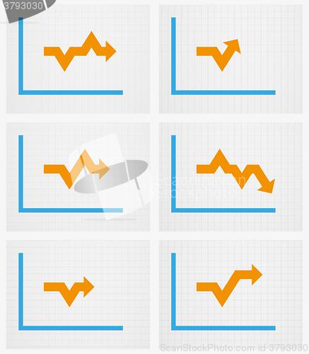 Image of six charts with arrow