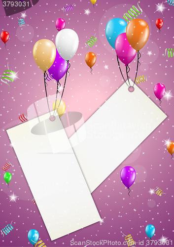 Image of background with balloons and confetti