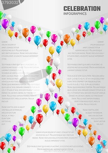 Image of celebration infographics with balloons