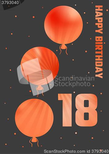 Image of birthday illustration with color ballons