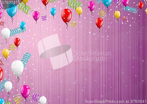 Image of background with balloons and confetti