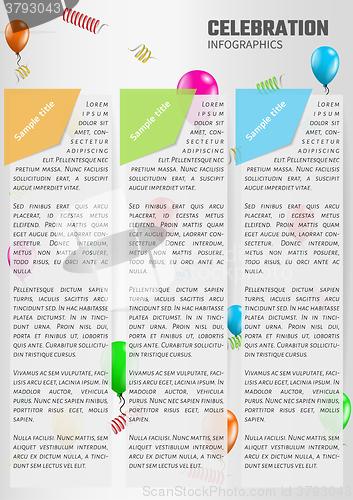 Image of celebration infographics with balloons