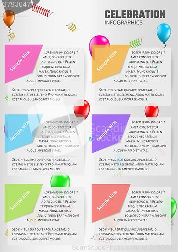 Image of celebration infographics with balloons