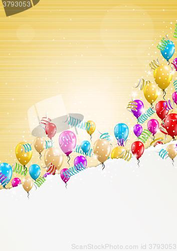 Image of backgroud with balloons and torn paper