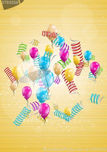 Image of background with balloons and confetti