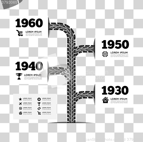 Image of Tire tracks timeline infographics