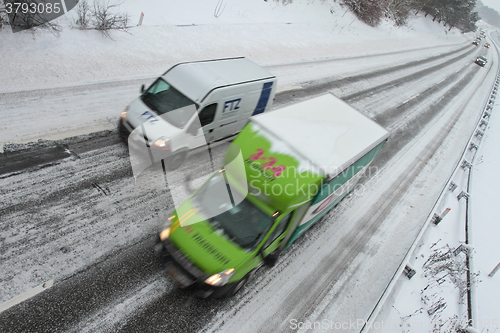 Image of Winter traffic on the motorway