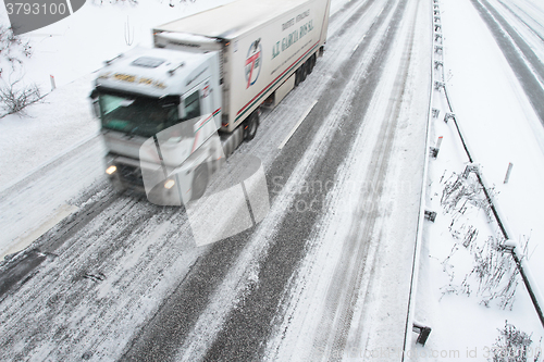 Image of Winter traffic on the motorway