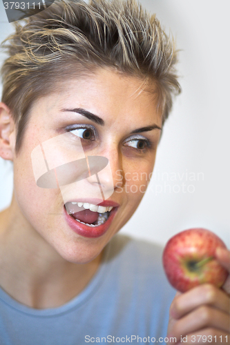 Image of woman and apple