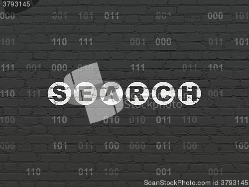 Image of Web design concept: Search on wall background