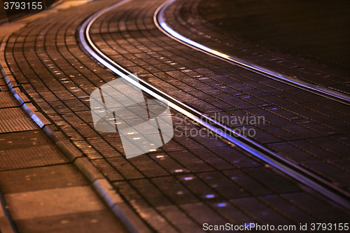 Image of Tram rails in city