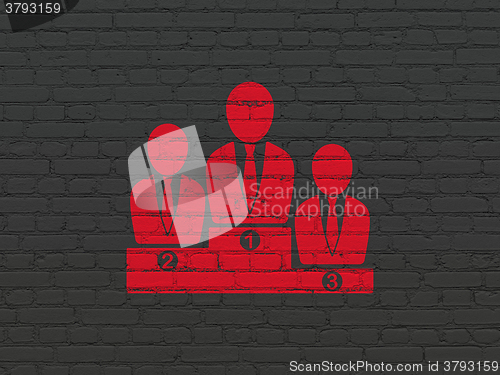 Image of Law concept: Business Team on wall background