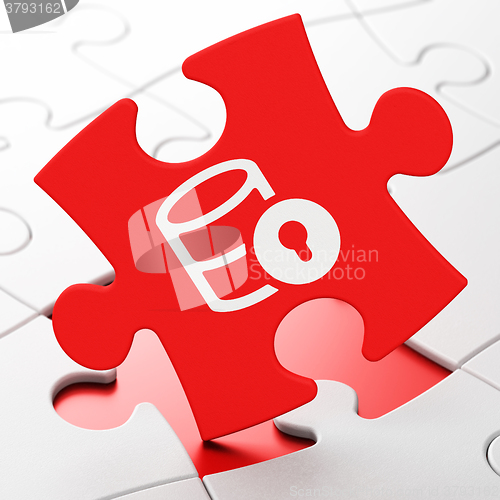 Image of Database concept: Database With Lock on puzzle background