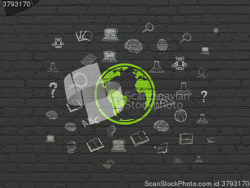 Image of Studying concept: Globe on wall background