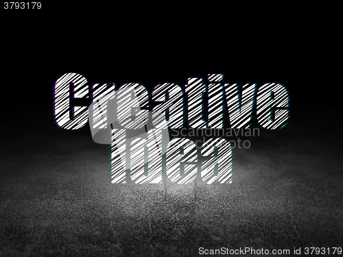 Image of Business concept: Creative Idea in grunge dark room