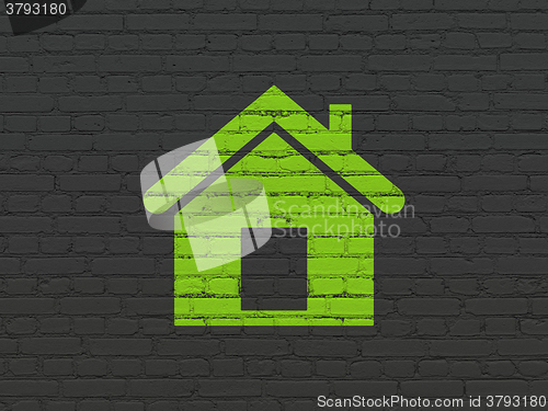 Image of Finance concept: Home on wall background