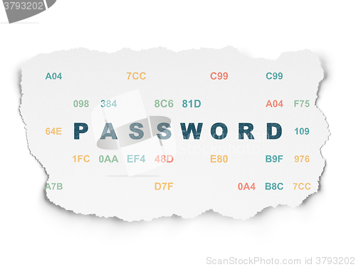 Image of Protection concept: Password on Torn Paper background